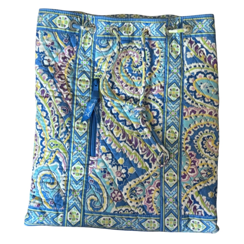 Vera Bradley Blue Green Purple Paisley Retired Capri Backpack Drawstring